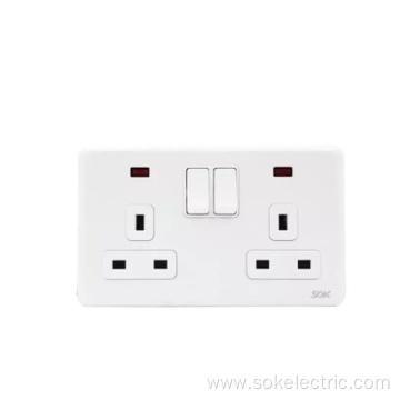 2Gang Double Pole Switch 13A Power Outlets